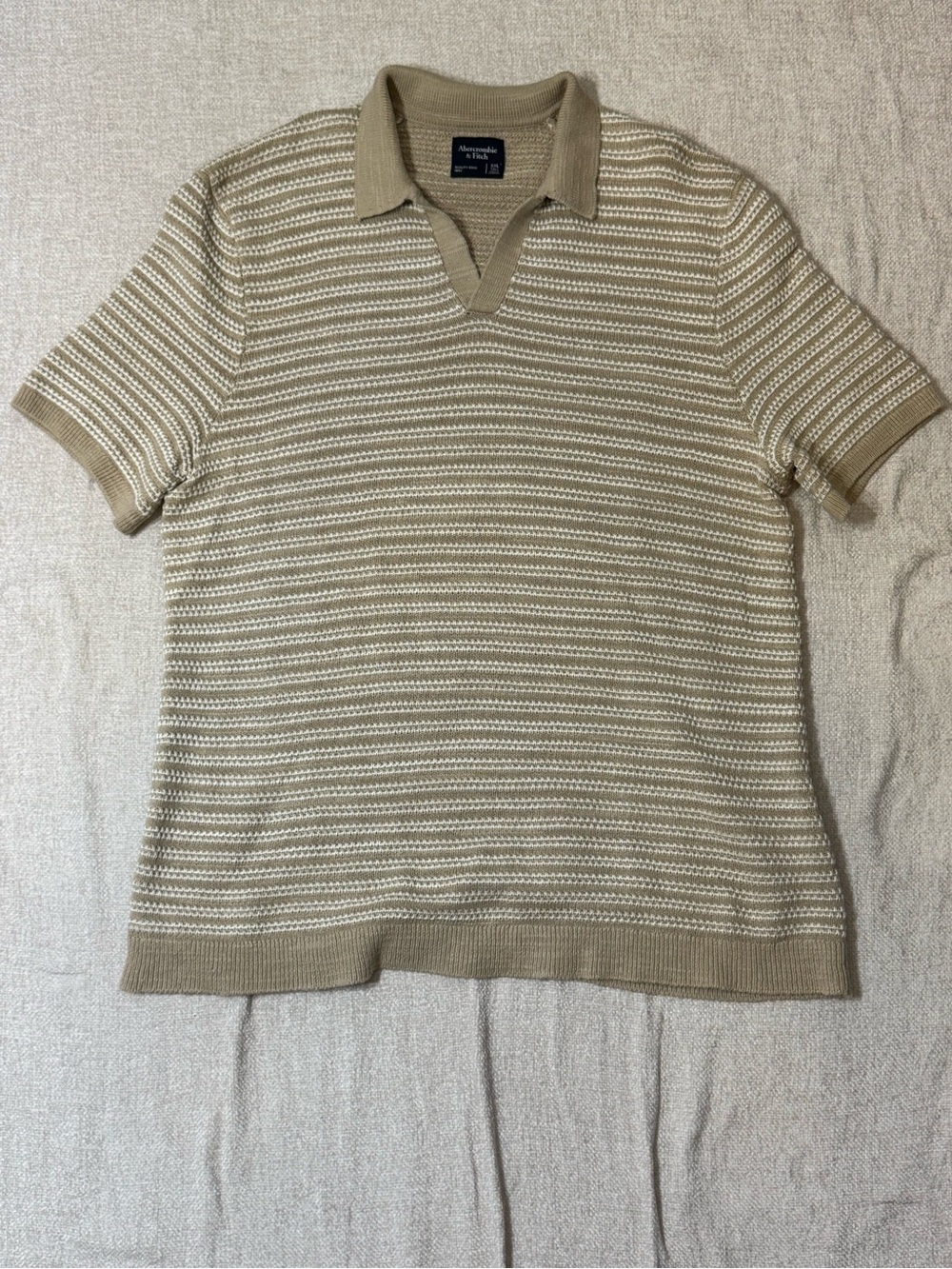 Abercrombie Fitch XXL Tall Knit Polo Striped Quiet Luxury Old Money Cotton